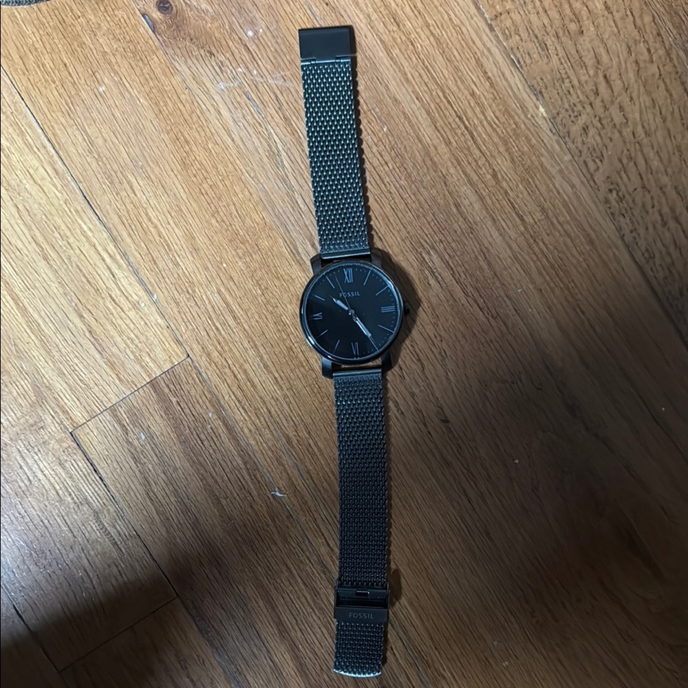 Fossil Black Stainless Steel Mesh Watch